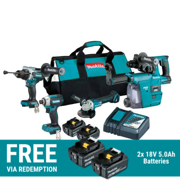 Makita DLX4203TX1 - 18V 5.0Ah Li-ion Cordless Brushless 4pce Combo Kit